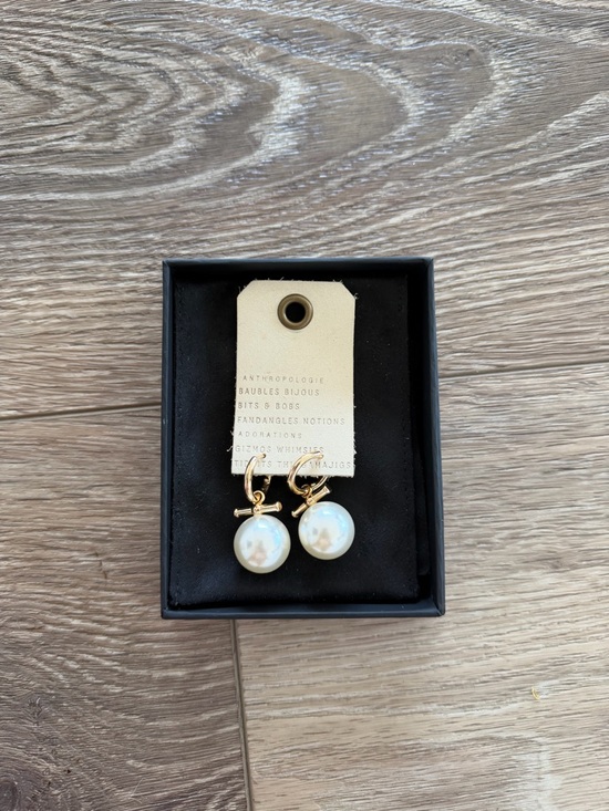Anthropologie Jewelry - Anthropologie Pearl Drop Earrings 14k Gold Plated